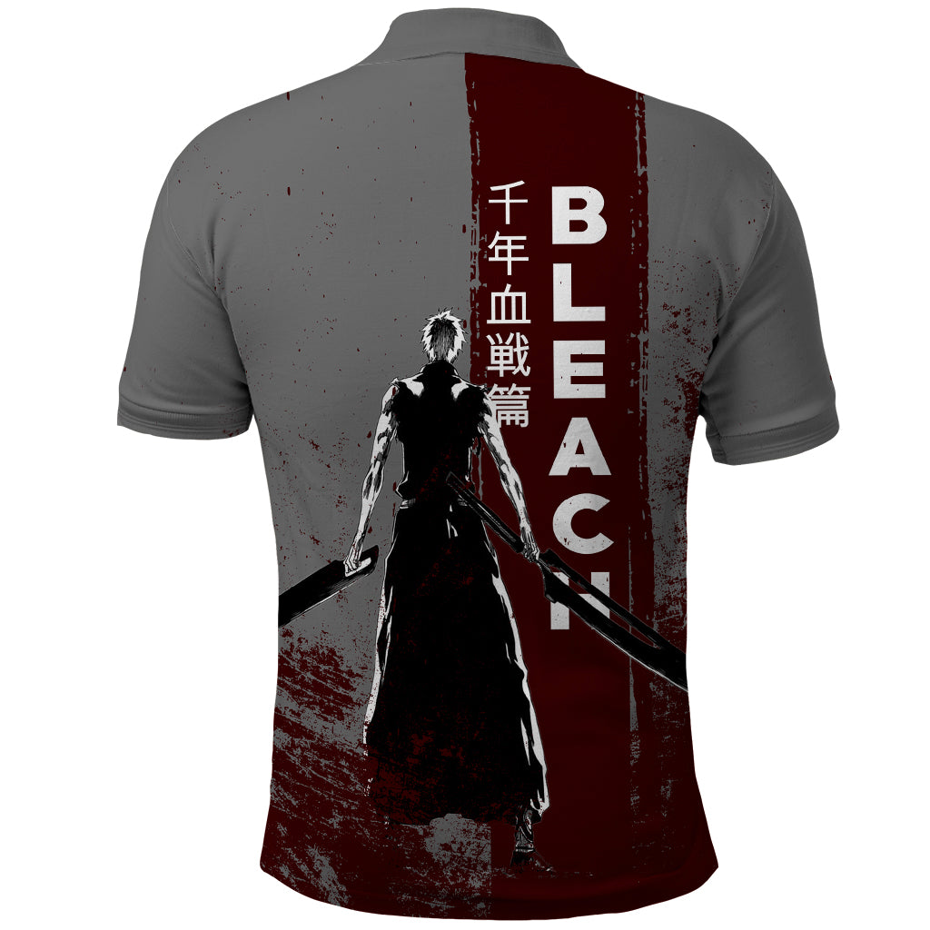 Ichigo Kurosaki - Bleach Polo Shirt Grunge Blood Style