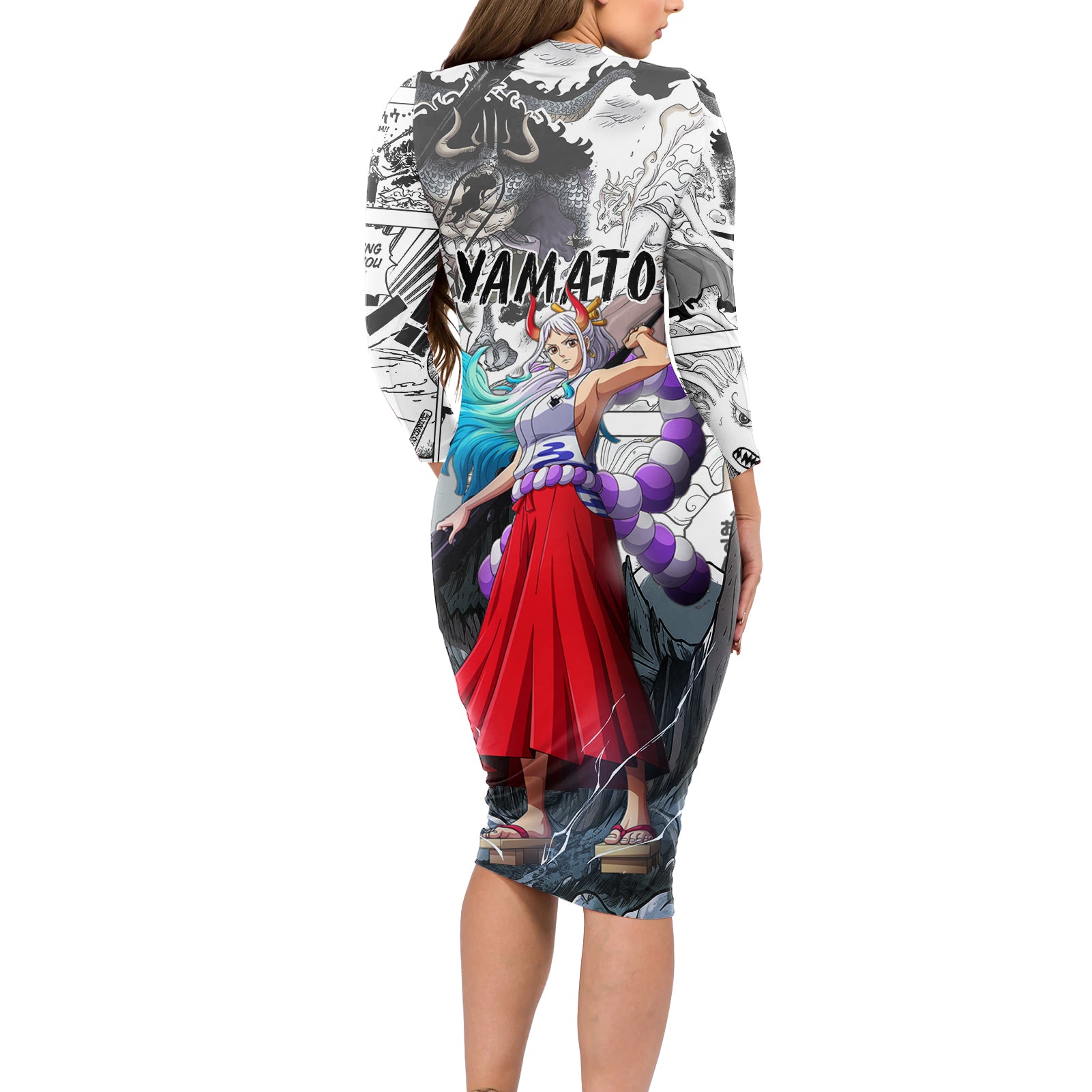 Yamato - One Piece Long Sleeve Bodycon Dress Anime Mix Manga Style