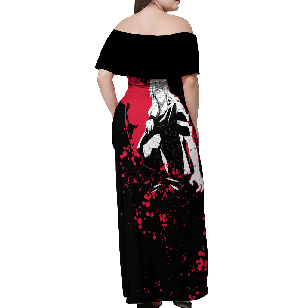 Mahito Jujutsu Kaisen Off Shoulder Maxi Dress Manga Style Art