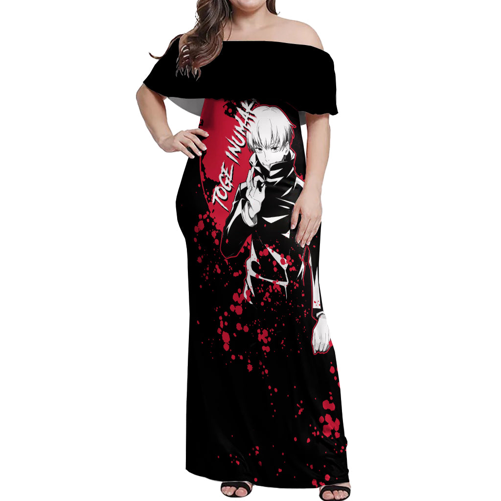 Toge Inumaki Jujutsu Kaisen Off Shoulder Maxi Dress Manga Style Art