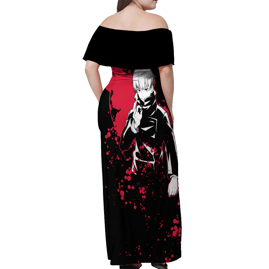 Toge Inumaki Jujutsu Kaisen Off Shoulder Maxi Dress Manga Style Art