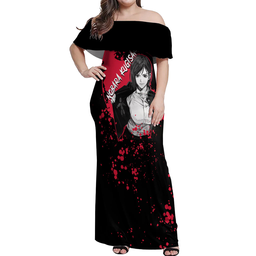 Nobara Kugisaki Jujutsu Kaisen Off Shoulder Maxi Dress Manga Style Art