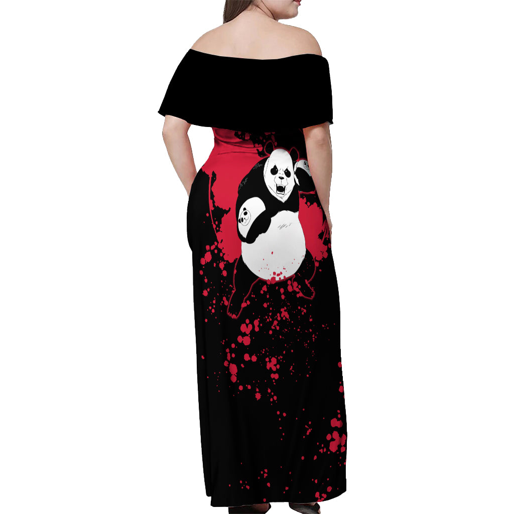 Panda Jujutsu Kaisen Off Shoulder Maxi Dress Manga Style Art