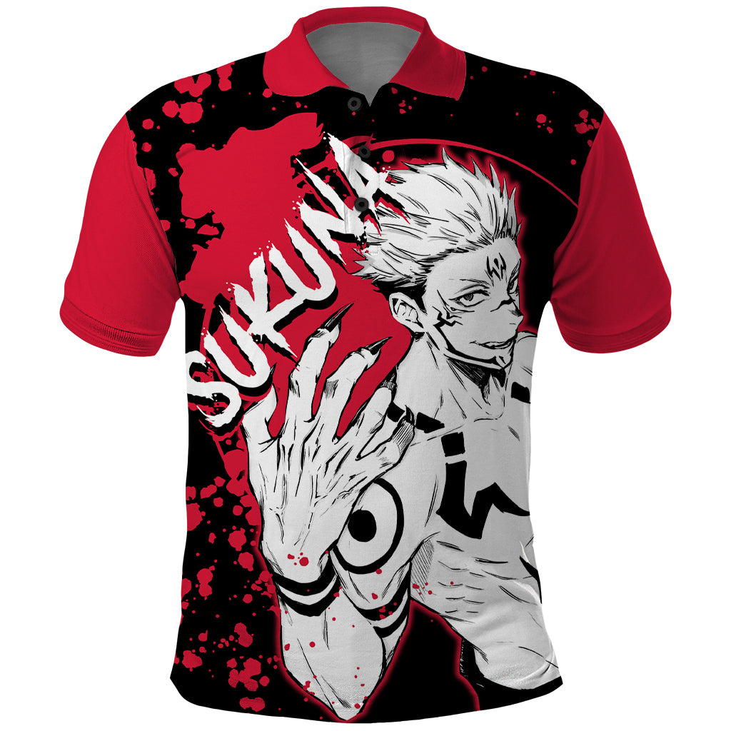 Ryomen Sukuna Jujutsu Kaisen Polo Shirt Manga Style Art