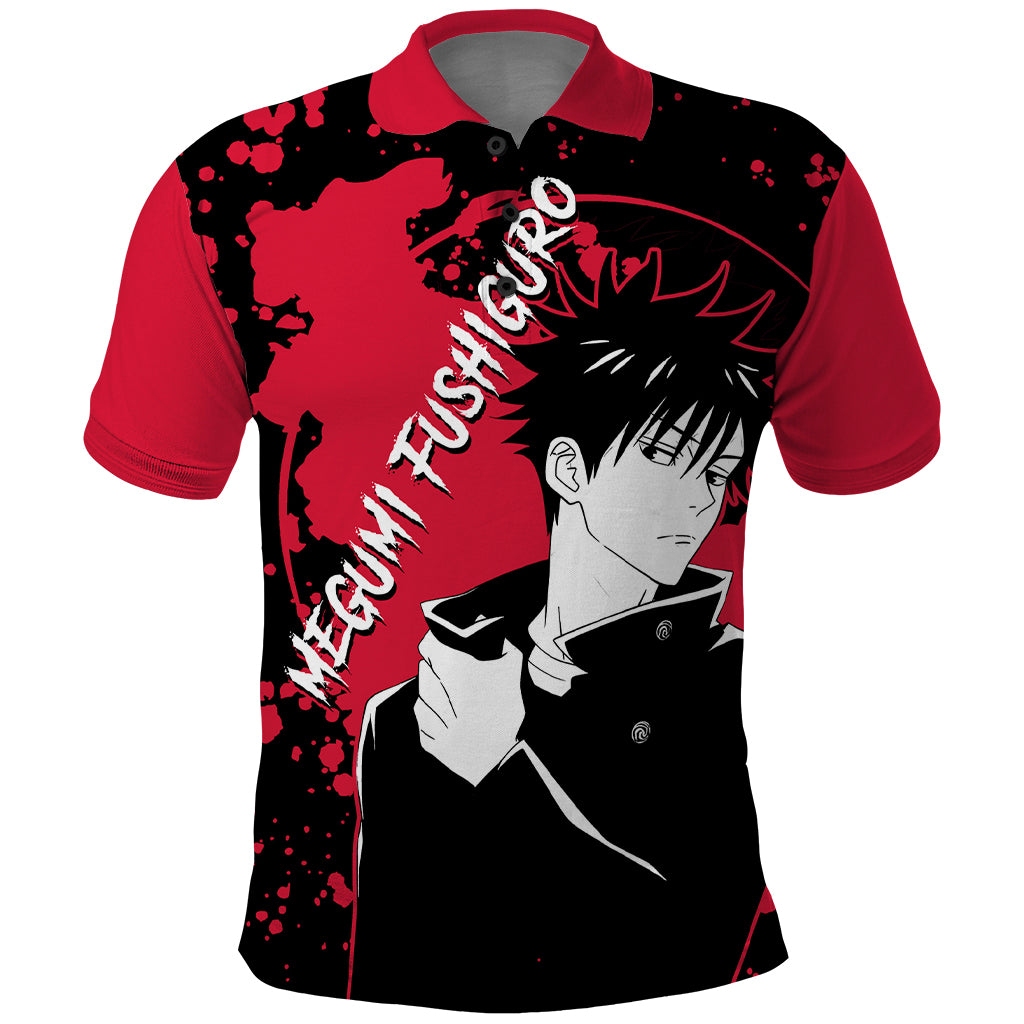 Megumi Fushiguro Jujutsu Kaisen Polo Shirt Manga Style Art