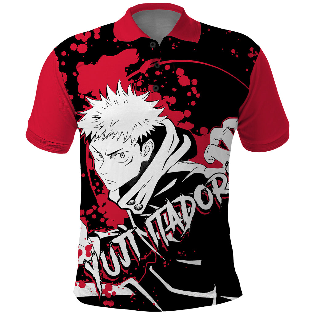 Yuji Itadori Jujutsu Kaisen Polo Shirt Manga Style Art