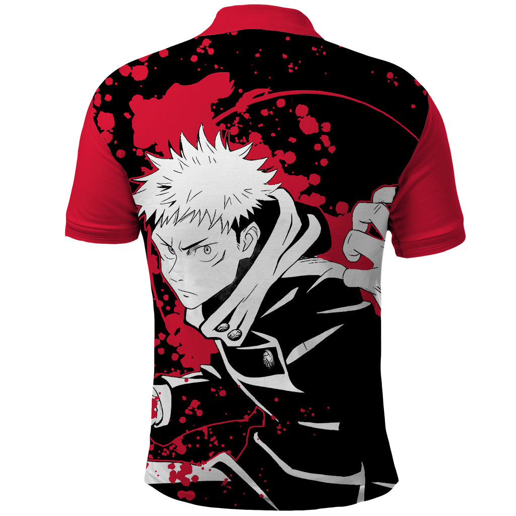 Yuji Itadori Jujutsu Kaisen Polo Shirt Manga Style Art