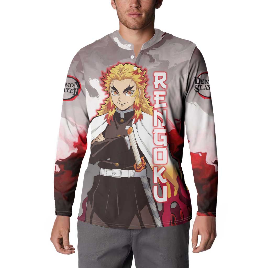 Rengoku Kyoujurou - Demon Slayer Button Sweatshirt Anime Style