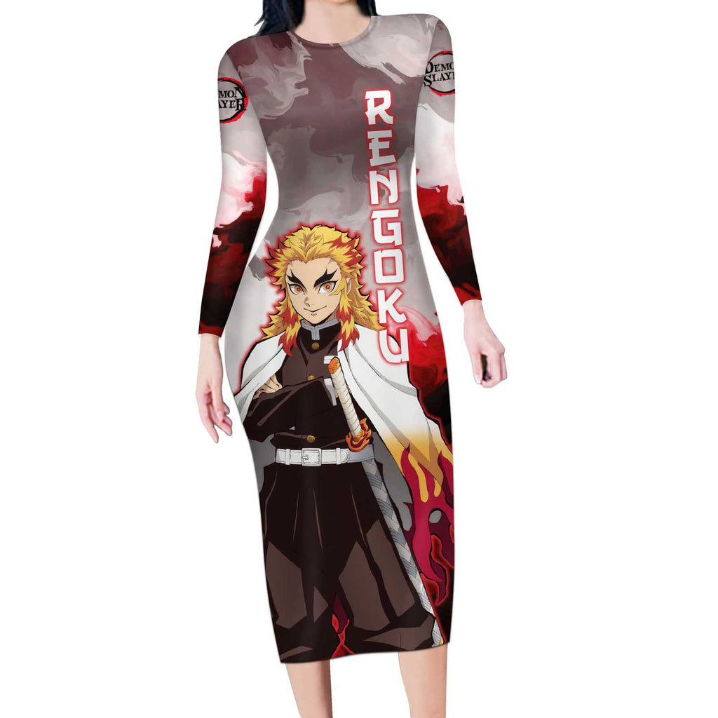 Rengoku Kyoujurou - Demon Slayer Long Sleeve Bodycon Dress Anime Style