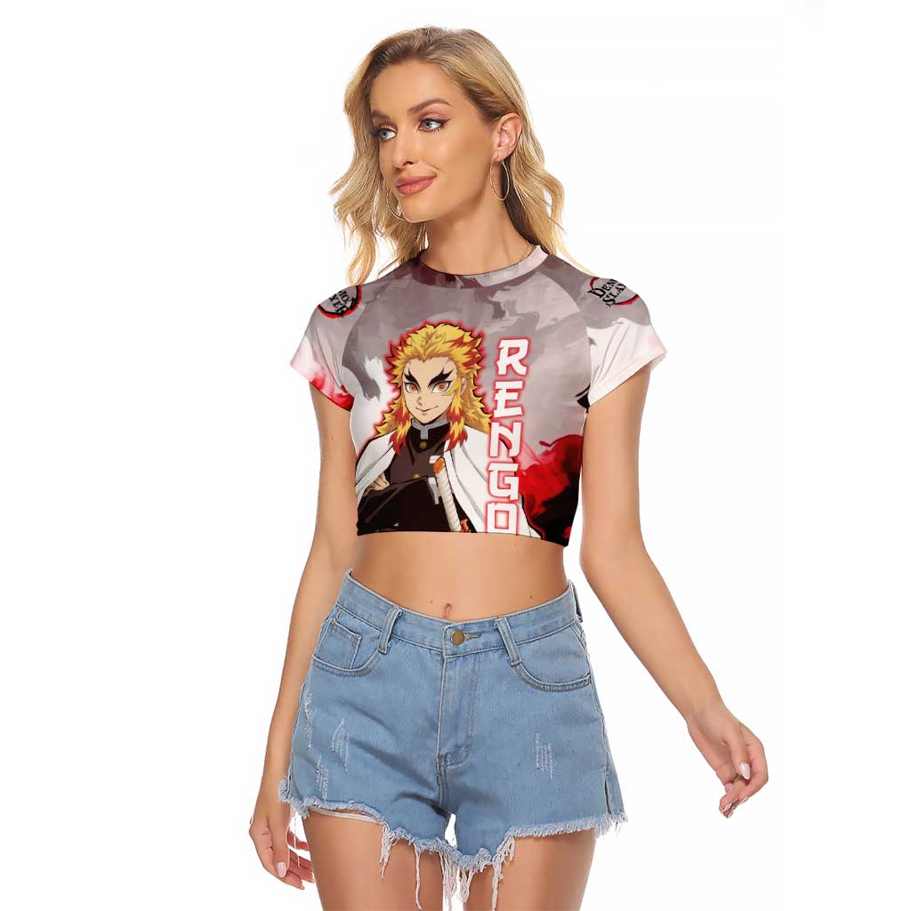 Rengoku Kyoujurou - Demon Slayer Raglan Cropped T Shirt Anime Style
