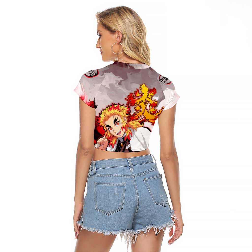 Rengoku Kyoujurou - Demon Slayer Raglan Cropped T Shirt Anime Style
