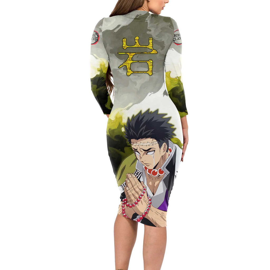 Gyomei - Demon Slayer Long Sleeve Bodycon Dress Anime Style