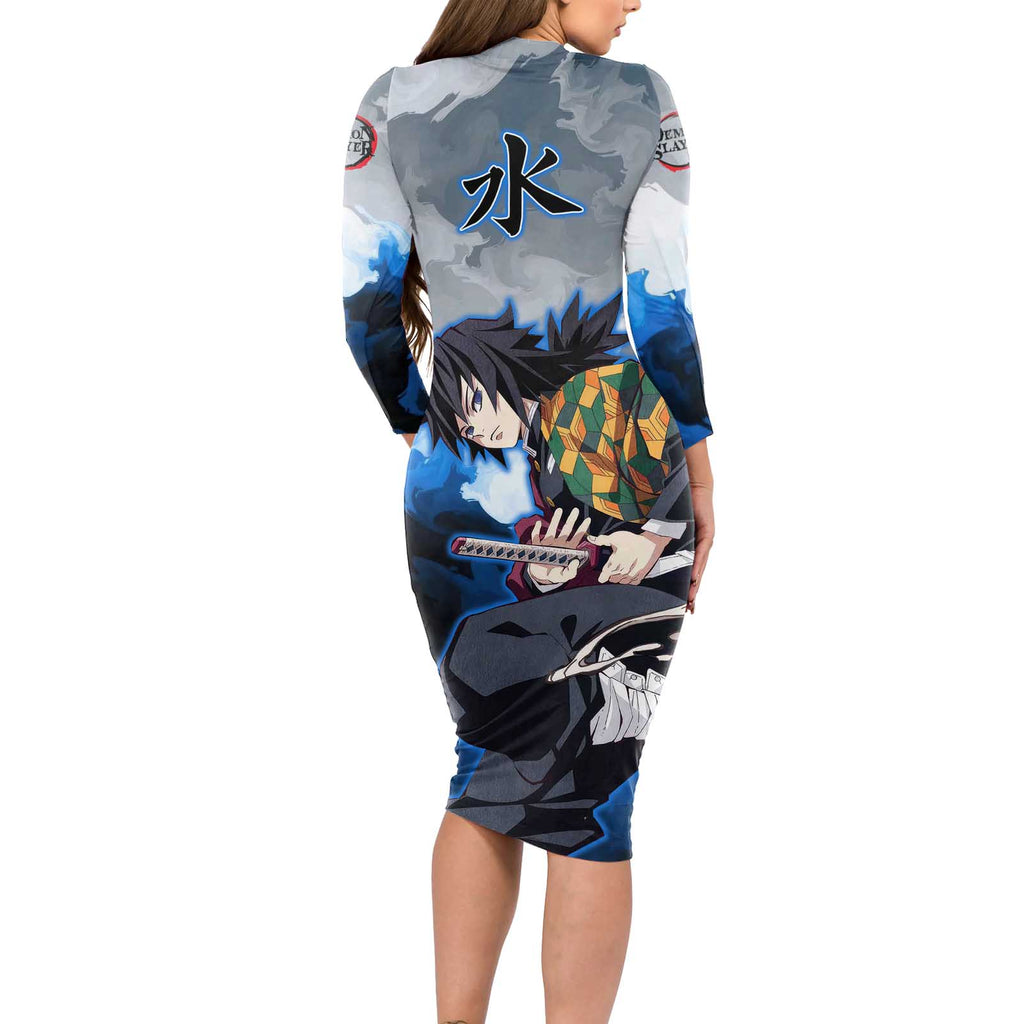 Giyu Tomioka - Demon Slayer Long Sleeve Bodycon Dress Anime Style