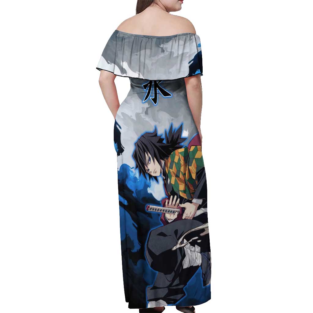 Giyu Tomioka - Demon Slayer Off Shoulder Maxi Dress Anime Style