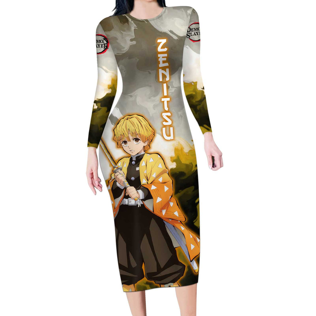 Zenitsu Agatsuma - Demon Slayer Long Sleeve Bodycon Dress Anime Style