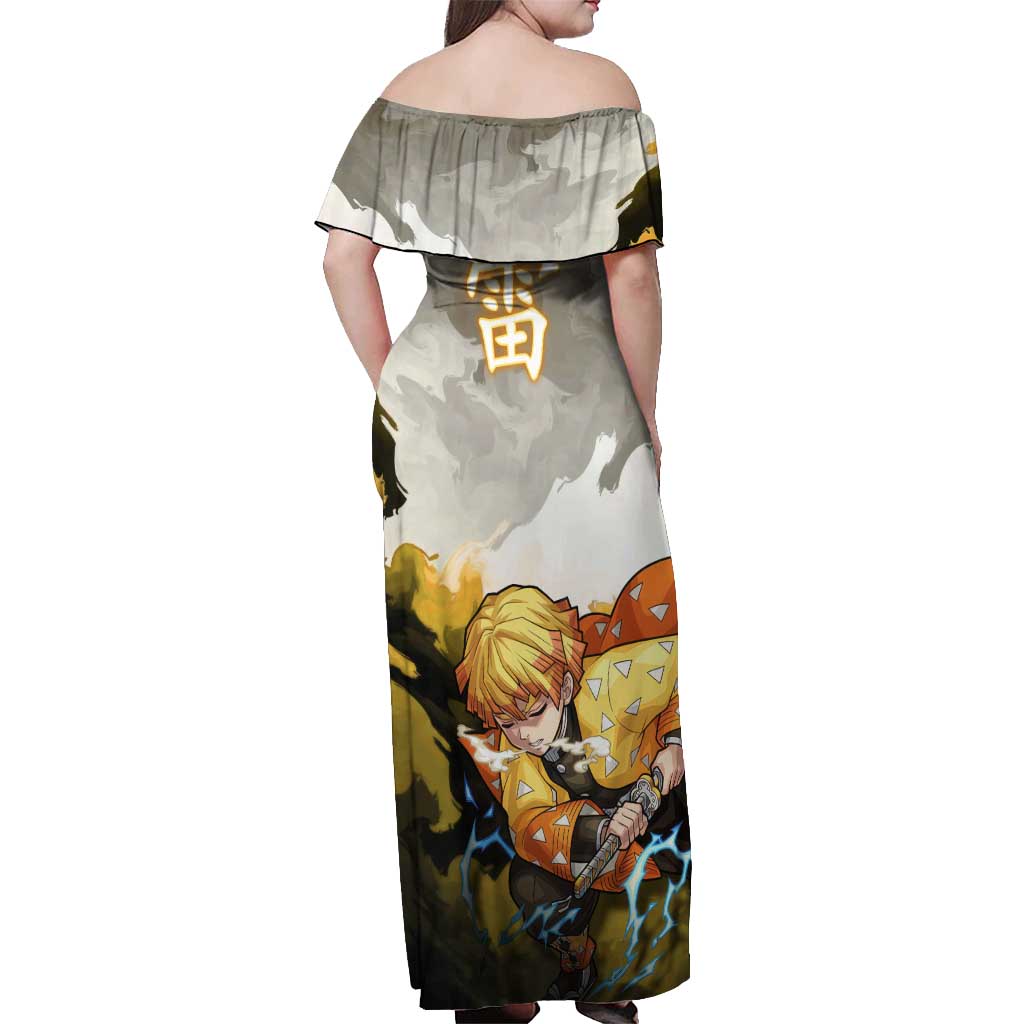 Zenitsu Agatsuma - Demon Slayer Off Shoulder Maxi Dress Anime Style