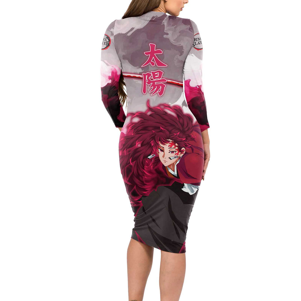 Tsugikuni Yoriichi - Demon Slayer Long Sleeve Bodycon Dress Anime Style