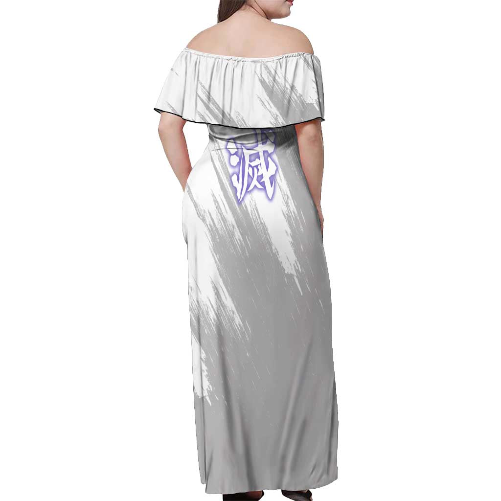 Shinobu Kochou - Semon Slayer Off Shoulder Maxi Dress Anime Style