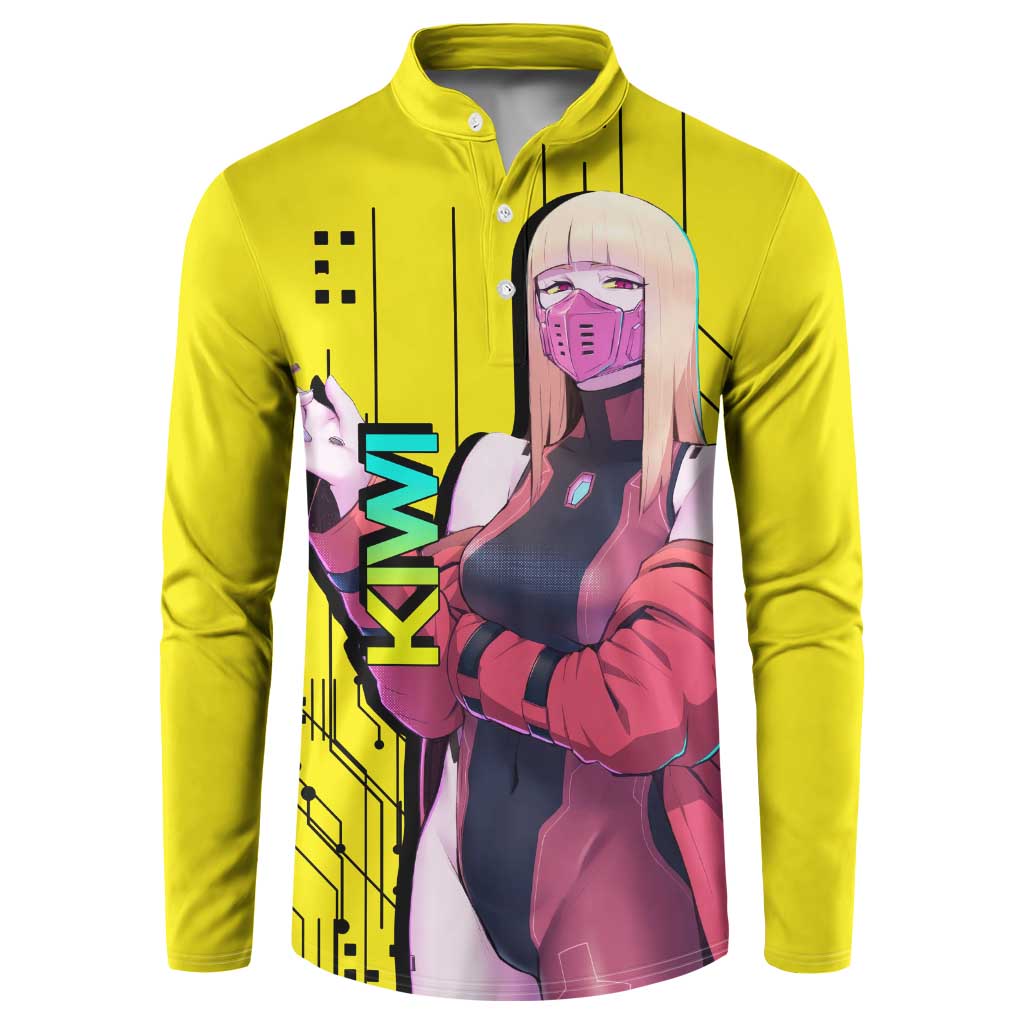 Kiwi - Cyberpunk Edgerunners Button Sweatshirt Anime Style