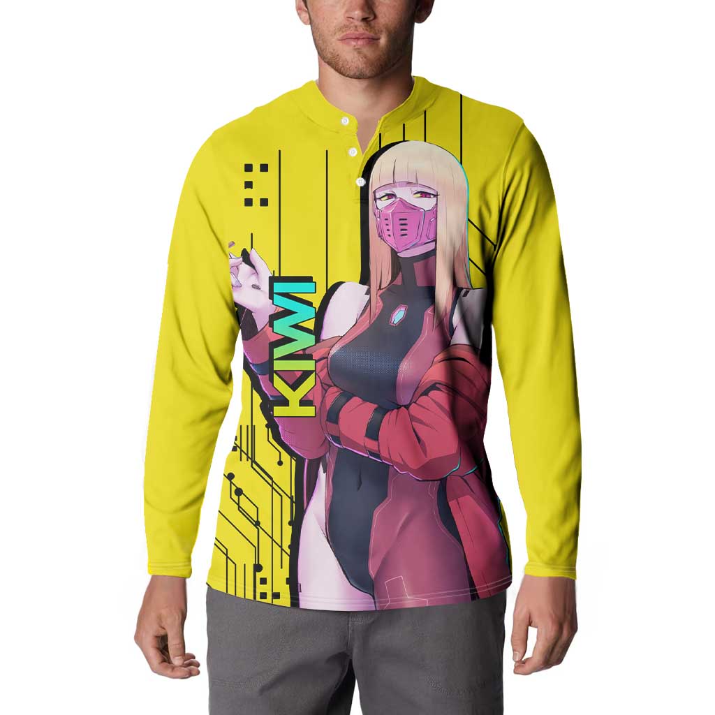 Kiwi - Cyberpunk Edgerunners Button Sweatshirt Anime Style