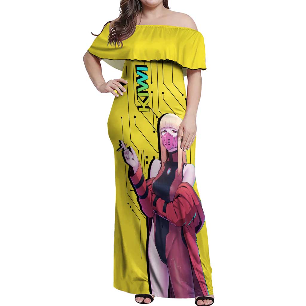 Kiwi - Cyberpunk Edgerunners Off Shoulder Maxi Dress Anime Style
