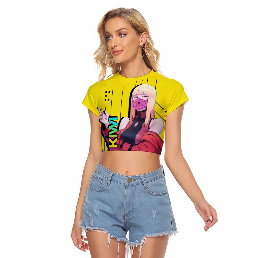 Kiwi - Cyberpunk Edgerunners Raglan Cropped T Shirt Anime Style