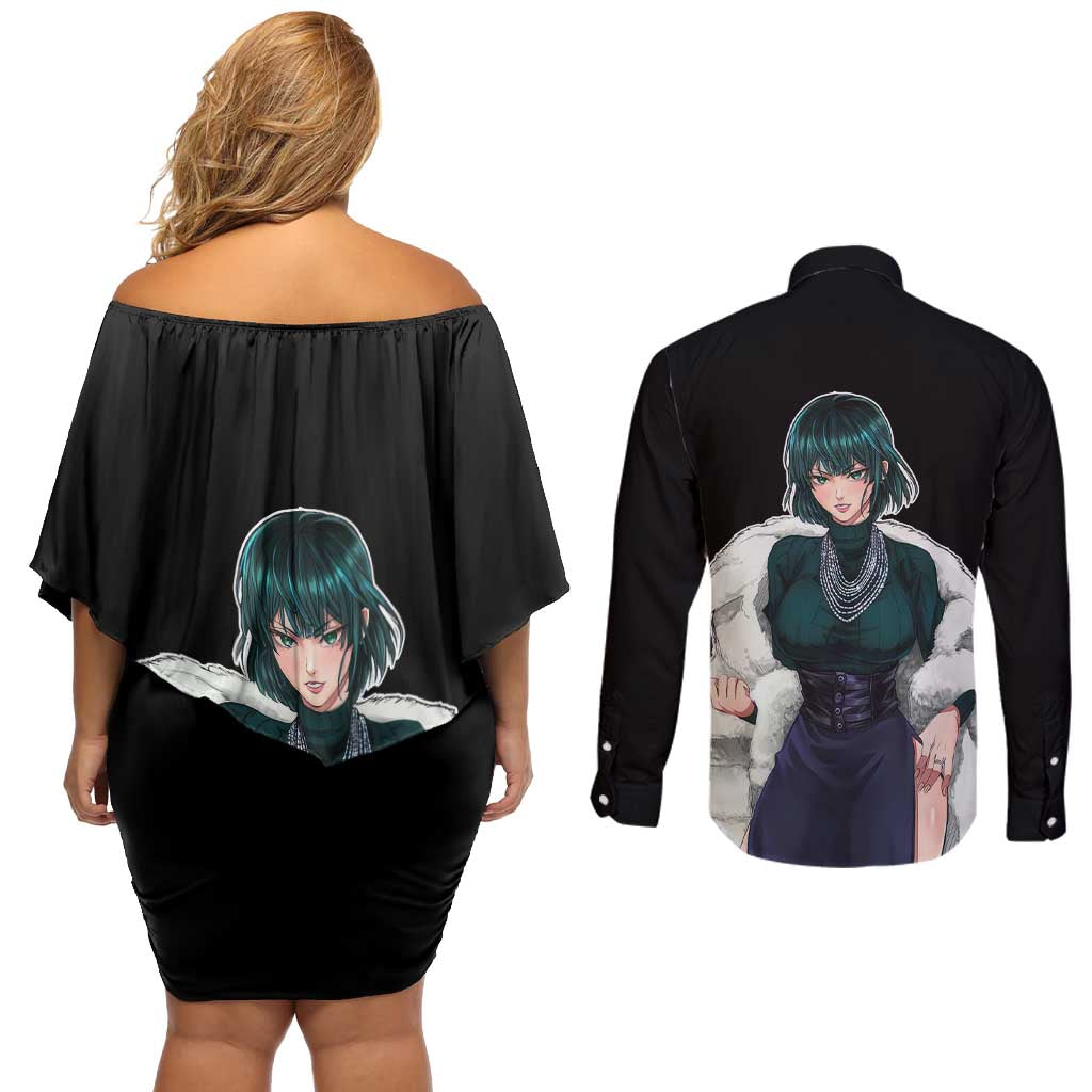 Fubuki - One Punch Man Couples Matching Off Shoulder Short Dress and Long Sleeve Button Shirt Anime Mix Manga Style