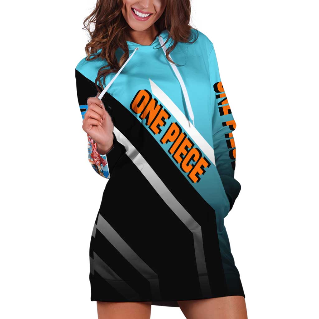 Nami One Piece Hoodie Dress with Weather Staff and Confident Adventure Pose Design - The Mazicc