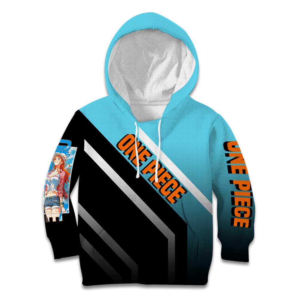 Nami One Piece Kid Hoodie with Weather Staff and Confident Adventure Pose Design - The Mazicc