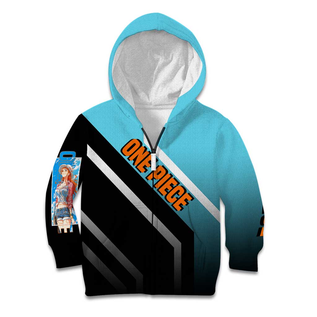 Nami One Piece Kid Hoodie with Weather Staff and Confident Adventure Pose Design - The Mazicc