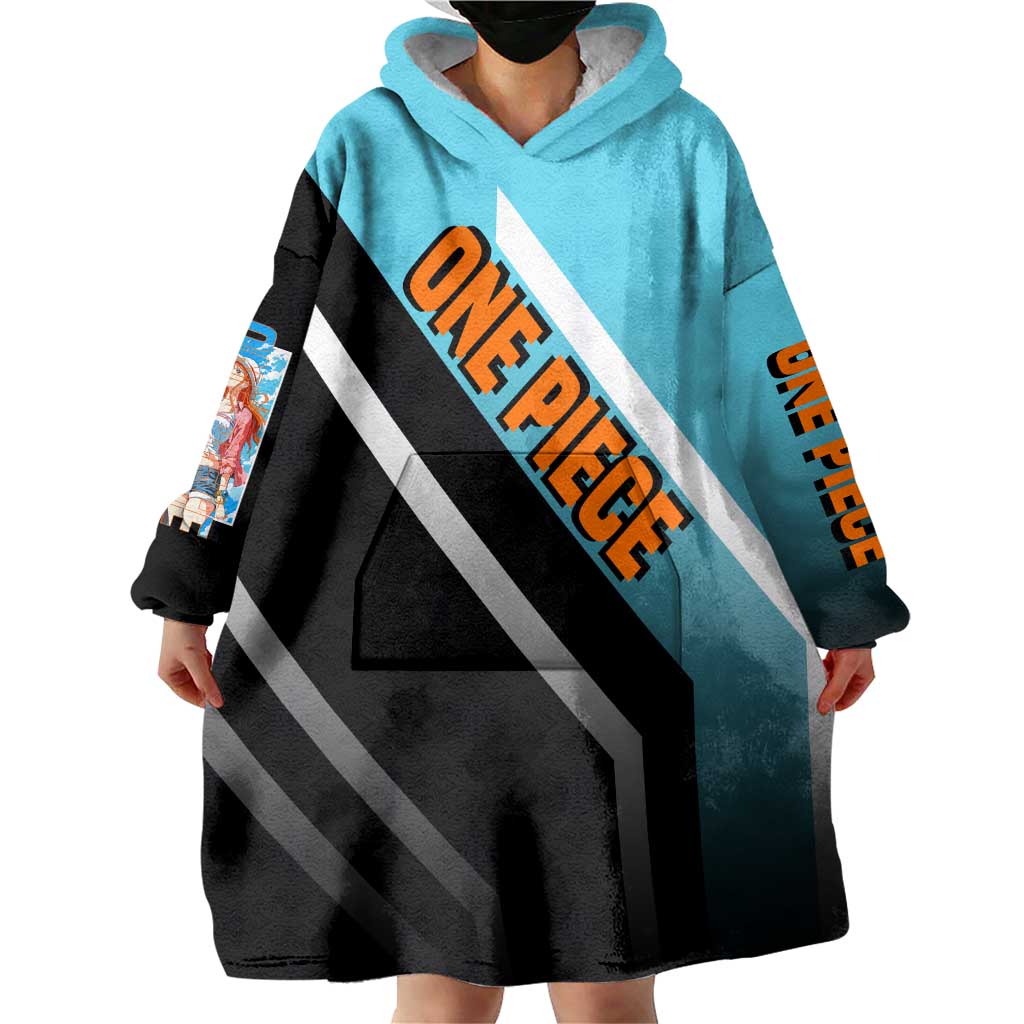 Nami One Piece Wearable Blanket Hoodie with Weather Staff and Confident Adventure Pose Design - The Mazicc