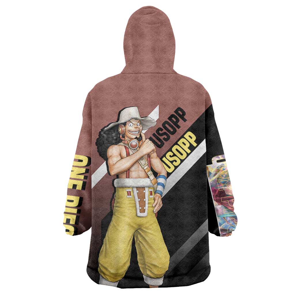 Usopp One Piece Wearable Blanket Hoodie with Slingshot and Courageous Adventure Pose Design - The Mazicc