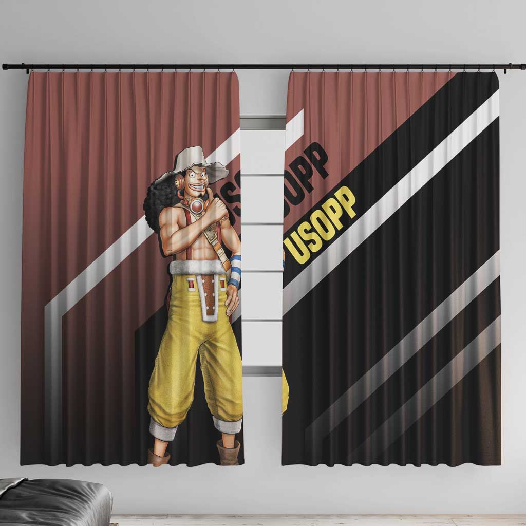 Usopp One Piece Window Curtain with Slingshot and Courageous Adventure Pose Design - The Mazicc