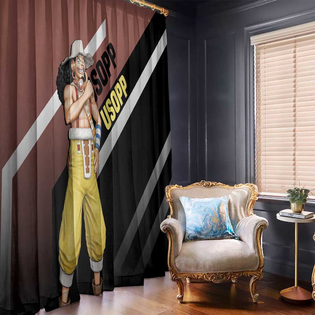 Usopp One Piece Window Curtain with Slingshot and Courageous Adventure Pose Design - The Mazicc