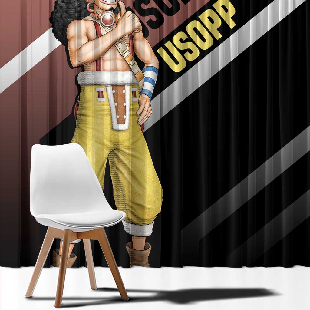Usopp One Piece Window Curtain with Slingshot and Courageous Adventure Pose Design - The Mazicc