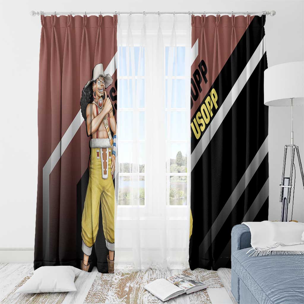 Usopp One Piece Window Curtain with Slingshot and Courageous Adventure Pose Design - The Mazicc