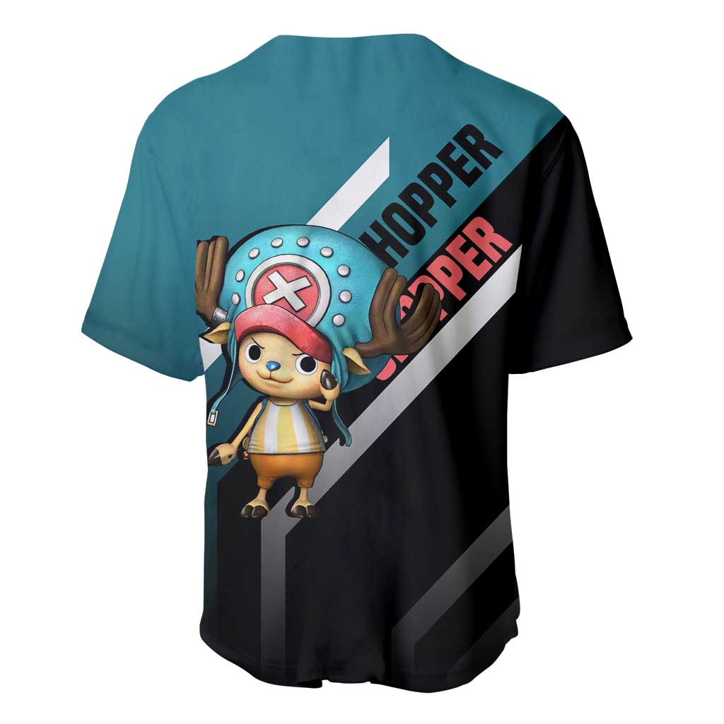 Tony Tony Chopper One Piece Baseball Jersey with Cute Reindeer Pose and Medical Gear Design - The Mazicc