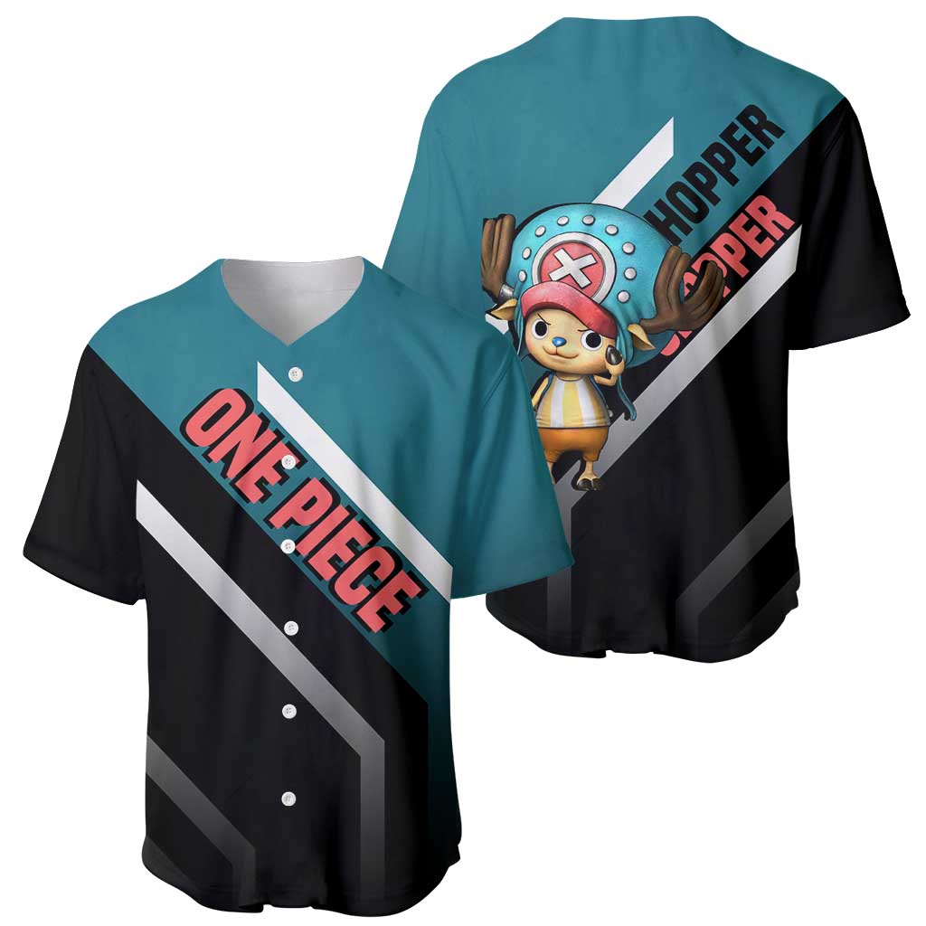 Tony Tony Chopper One Piece Baseball Jersey with Cute Reindeer Pose and Medical Gear Design - The Mazicc