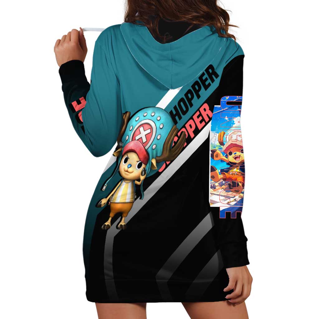 Tony Tony Chopper One Piece Hoodie Dress with Cute Reindeer Pose and Medical Gear Design - The Mazicc