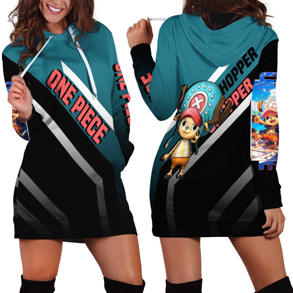 Tony Tony Chopper One Piece Hoodie Dress with Cute Reindeer Pose and Medical Gear Design - The Mazicc