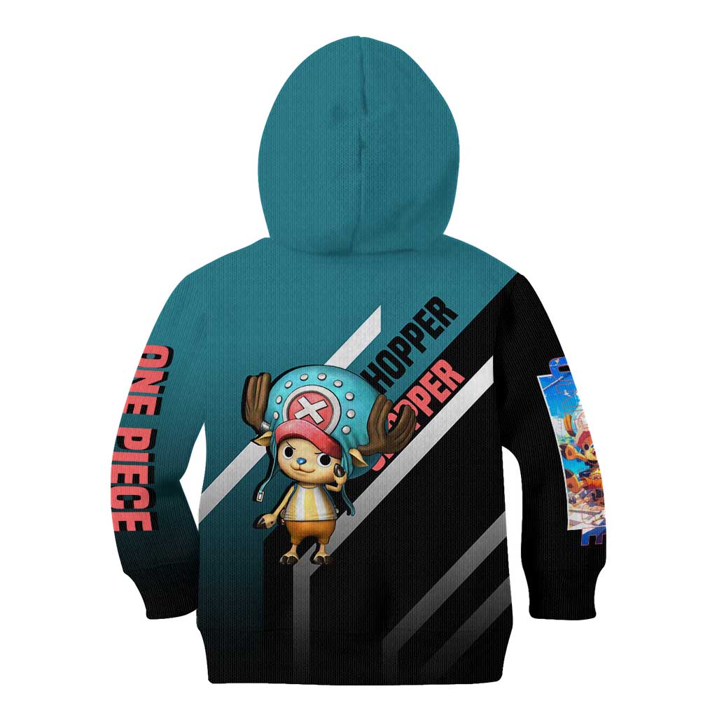 Tony Tony Chopper One Piece Kid Hoodie with Cute Reindeer Pose and Medical Gear Design - The Mazicc