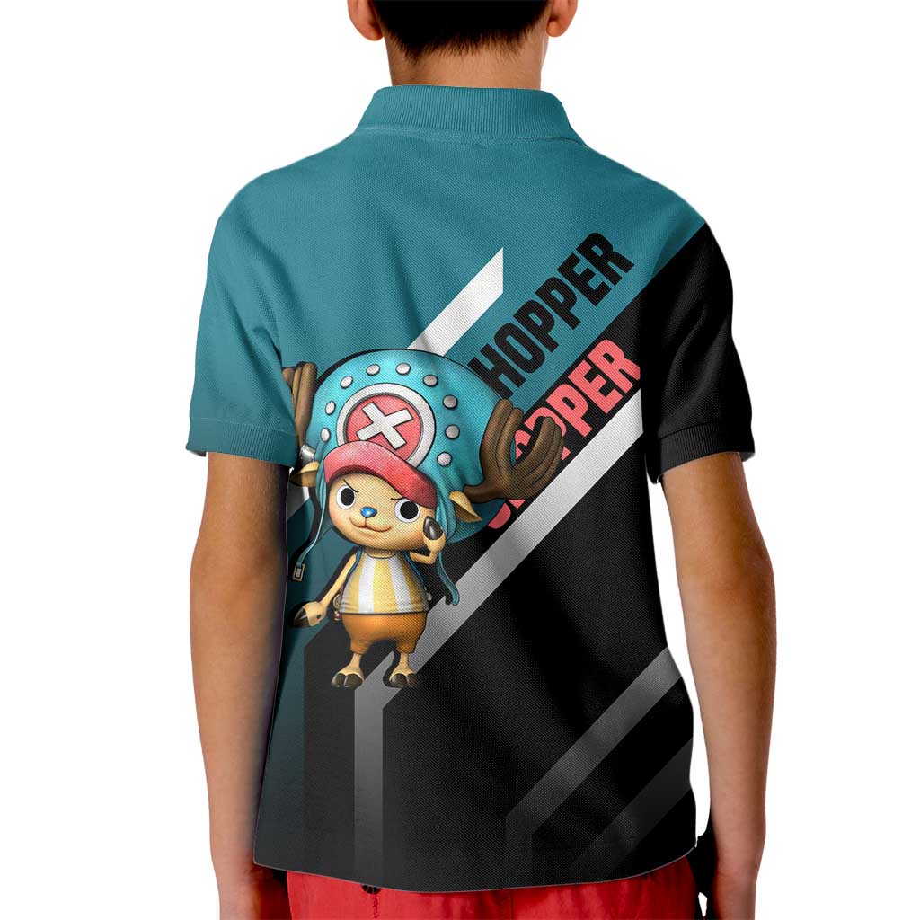 Tony Tony Chopper One Piece Kid Polo Shirt with Cute Reindeer Pose and Medical Gear Design - The Mazicc