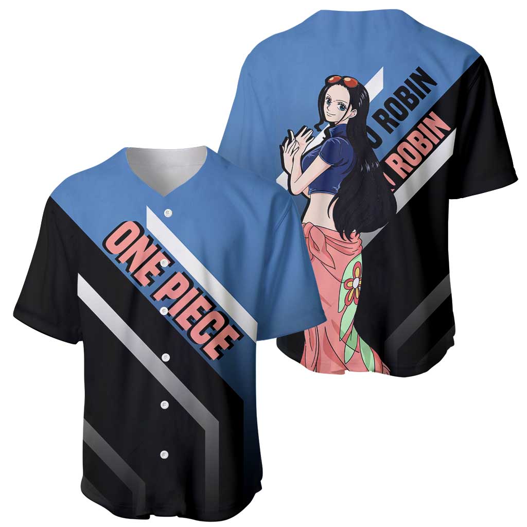 Nico Robin One Piece Baseball Jersey with Elegant Pose and Archaeologist Design - The Mazicc