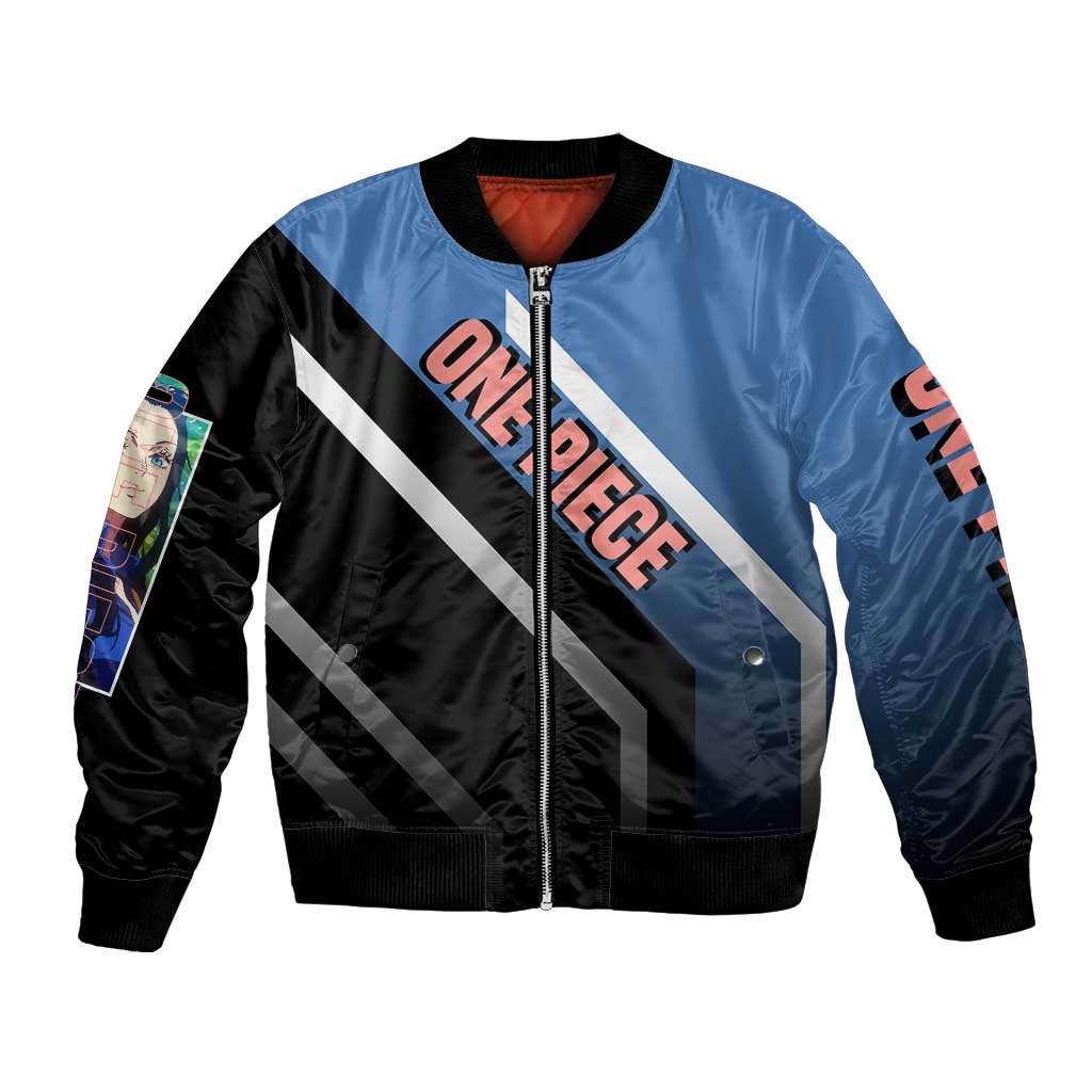 Nico Robin One Piece Bomber Jacket with Elegant Pose and Archaeologist Design - The Mazicc