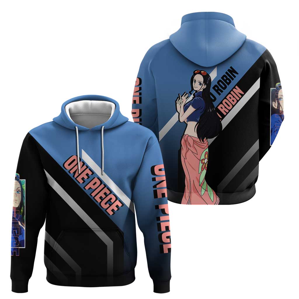 Nico Robin One Piece Hoodie with Elegant Pose and Archaeologist Design - The Mazicc