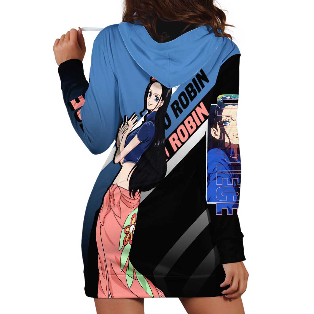 Nico Robin One Piece Hoodie Dress with Elegant Pose and Archaeologist Design - The Mazicc