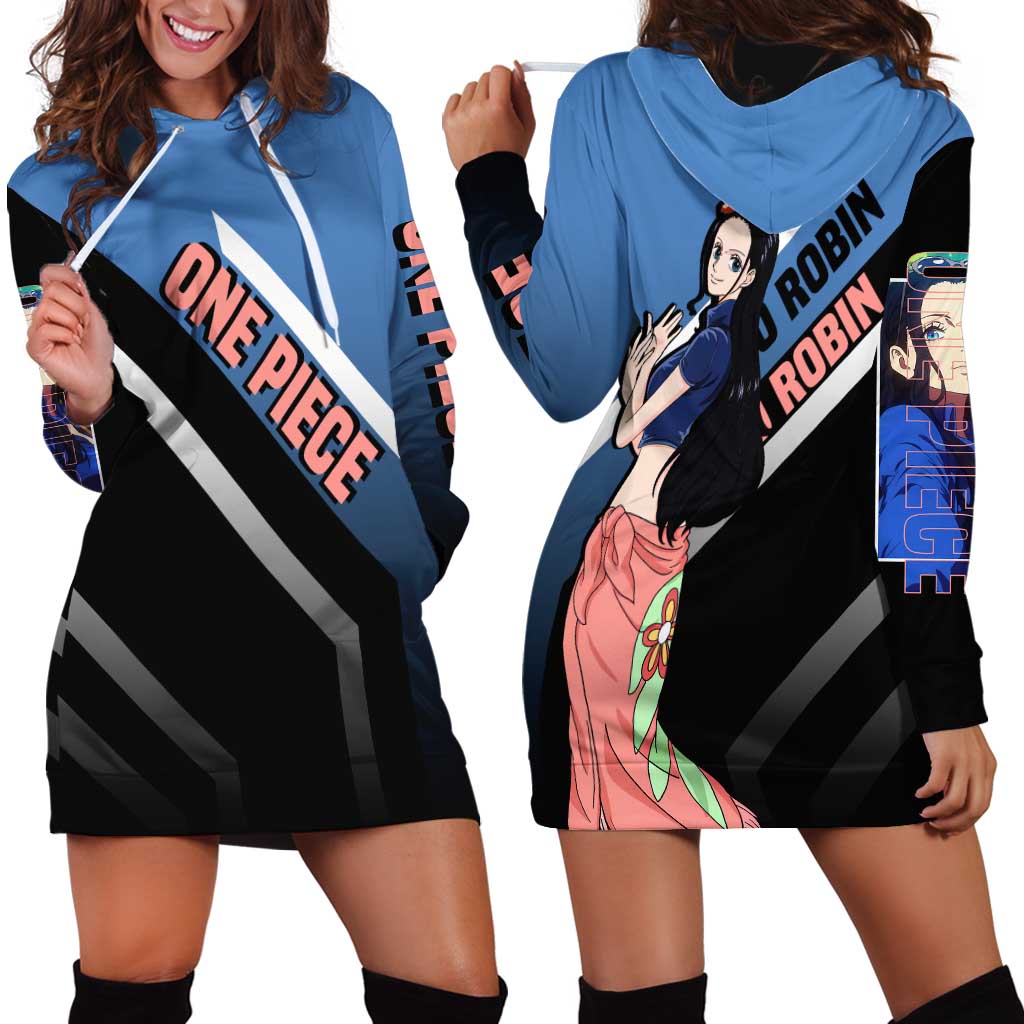 Nico Robin One Piece Hoodie Dress with Elegant Pose and Archaeologist Design - The Mazicc
