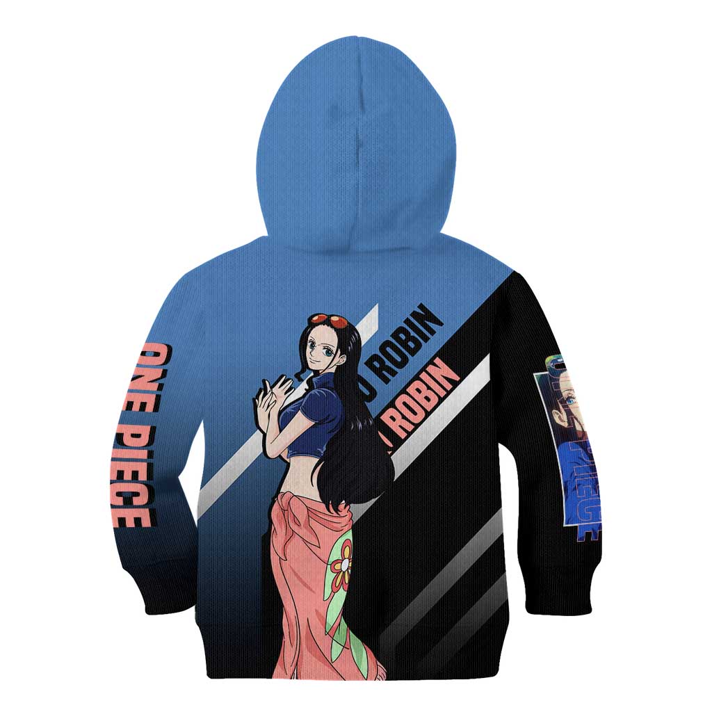Nico Robin One Piece Kid Hoodie with Elegant Pose and Archaeologist Design - The Mazicc