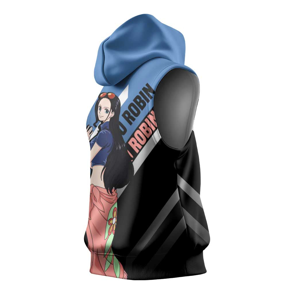 Nico Robin One Piece Sleeveless Hoodie with Elegant Pose and Archaeologist Design - The Mazicc