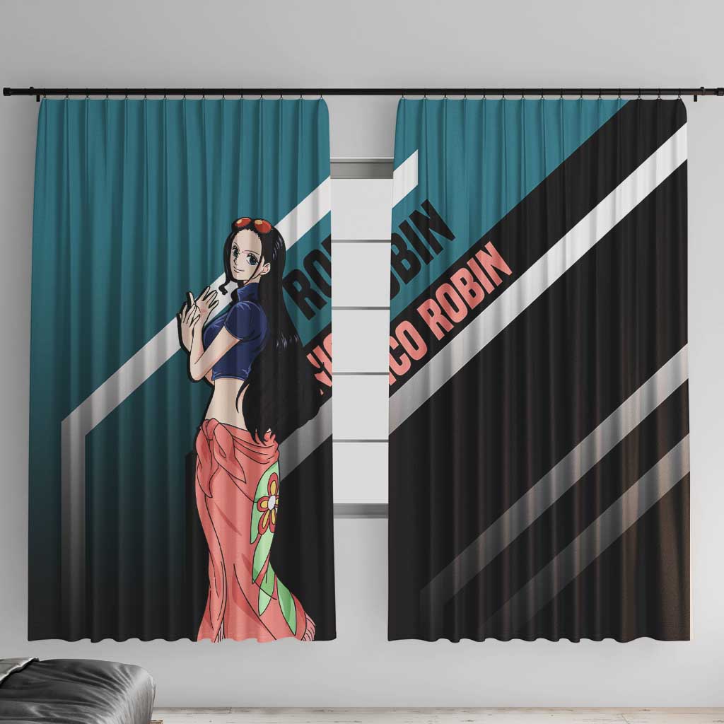 Nico Robin One Piece Window Curtain with Elegant Pose and Archaeologist Design - The Mazicc